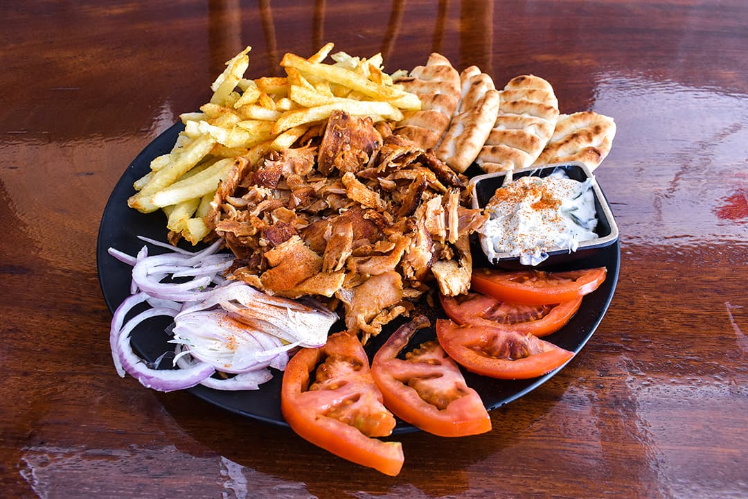 Portion of pork gyro